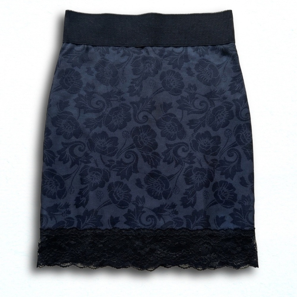 Jaclyn Smith Vintage Black Floral Damask Lace Trim Shapewear Slip Skirt XXL